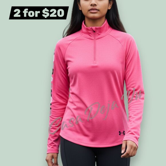 Under Armour Heatgear Hot Pink Long Sleeve Athletic Performance Top - Picture 2 of 9
